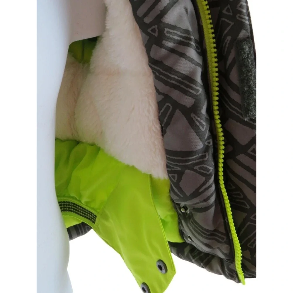 Cat‎ & Jack Toddler Boys Hooded Puffer Jacket Grey Lime Green Geometric 12M